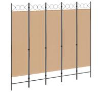 vidaXL Biombos de 5 Paneles Beige 200 x 180 cm Tela