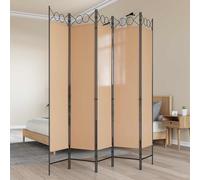 vidaXL Biombos de 5 Paneles Beige 200 x 200 cm Tela