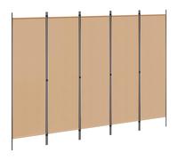 vidaXL Biombos de 5 Paneles Beige 250 x 180 cm Tela