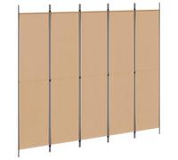 vidaXL Biombo de 5 paneles beige 250 x 220 cm tela