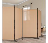 vidaXL Biombo 5 paneles Beige 433 x 180 cm Tela – Divisor plegable para salón