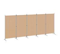 vidaXL Biombos de 5 Paneles Beige 433 x 180 cm Tela, Salón, Divisor Moderno Rectangular, partición Plegable, Pantalla para privacidad en Espacios compactos
