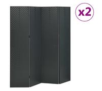 vidaXL Biombos divisores de 4 paneles 2 uds antracita acero 160x180 cm