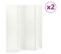 vidaXL Biombos divisores de 4 paneles 2 uds blanco acero 160x180 cm