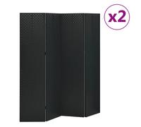 vidaXL Biombos divisores de 4 paneles 2 uds negro acero 160x180 cm