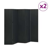 vidaXL Biombos divisores de 5 paneles 2 uds negro acero 200x180 cm