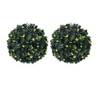 vidaXL Bolas de boj artificial con luces LED 2 unidades 22 cm