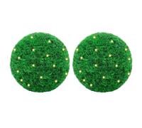 vidaXL Bolas de boj Artificial con Luces LED 2 Unidades 27 cm, topiario de Bolas Artificiales, topiario de boj Artificial, Bola de boj Falsa