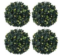 vidaXL Bolas de boj artificial con luces LED 4 unidades 12 cm