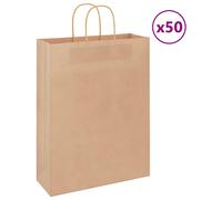 vidaXL Bolsas de papel con asas 50 uds marrón 32x12x42 cm