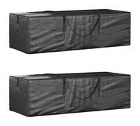 vidaXL Bolsas para cojines jardín 2 uds polietileno negro 135x40x55 cm