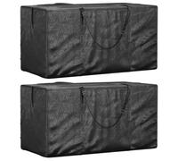 vidaXL Bolsas para cojines jardín 2 uds polietileno negro 150x75x75 cm