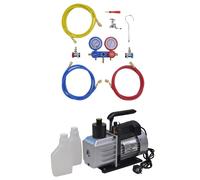 vidaXL Bomba de Vacío Manómetros de 2 Vías Kit Herramientas Garaje Dimensiones 50 l / min, 100 l / min