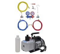 vidaXL Bomba de Vacío Manómetros de 2 Vías Kit Herramientas Garaje Dimensiones 50 l / min, 100 l / min