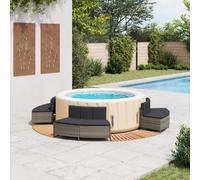 vidaXL Borde bañera hidromasaje madera acacia y ratán sintético gris