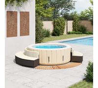 vidaXL Borde bañera hidromasaje madera acacia y ratán sintético negro