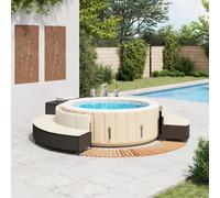 vidaXL Borde bañera hidromasaje madera acacia y ratán sintético negro