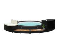 vidaXL Borde bañera hidromasaje ratán sintético y madera maciza acacia