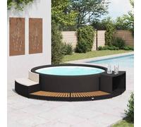 vidaXL Borde de bañera de hidromasaje ratán PE madera de acacia negro
