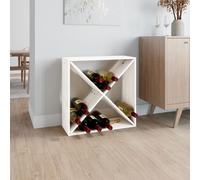 vidaXL Botellero de madera maciza de pino blanco 62x25x62 cm