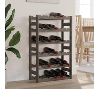 vidaXL Botellero para 30 Botellas, Estante de Almacenaje, Soporte para Vinos Bebidas, Botellero de Pie para Cocina, Madera Maciza de Pino Gris