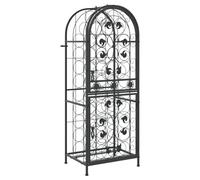 vidaXL Botellero para 41 Botellas, Soporte de Vino Bebidas, Estante de Almacenaje, Botellero de Pie para Cocina, Hierro Forjado Negro