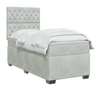 vidaXL Boxspringbed met matras Lichtgrijs 100 x 200 cm Fluweel
