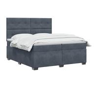 vidaXL Boxspringbed pone matras Donkergrijs 200 x 200 cm Fluweel