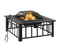 vidaXL Brasero con atizador acero 79x79x46,5 cm