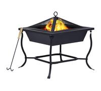 vidaXL Brasero de acero negro 42x42x45 cm