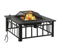 vidaXL Brasero de jardín con atizador acero XXL 81x81x47 cm