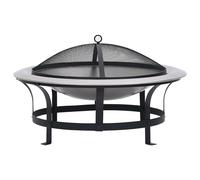 vidaXL Brasero de jardín con parrilla acero inoxidable 76 cm