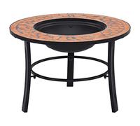 vidaXL Brasero de Mosaico Cerámica Accesorios Barbacoa Jardín Terraza Patio Añadido Decorativo Diseño Robusto con Rejilla Terracota Diámetro 68cm