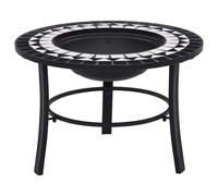 vidaXL Brasero de mosaico cerámica negro y blanco 68 cm