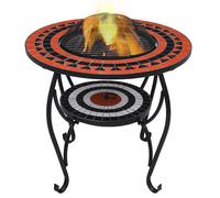 vidaXL Brasero mesa de mosaico cerámica terracota y blanco 68 cm