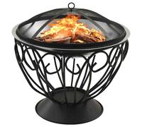 vidaXL Brasero y barbacoa 2 en 1 atizador acero inoxidable 59x59x60 cm