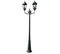 vidaXL Brighton Pedestal/Poste Lámpara de pie de jardín 2-Brazos 230 cm Verde Oscura/Negra