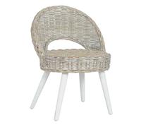 vidaXL Butaca de ratán kubu – Sillón cómodo para dormitorio – Blanco/Gris/Negro