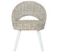 vidaXL Butaca de ratán kubu Blanco, Gris, Negro Sillon Dormitorio Sillon Comodos Silla Relax Sillón Sofá White