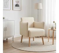 vidaXL Butaca decorativa Crema Terciopelo granulado