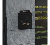 vidaXL Buzón Montado en la Pared con puerta Negro 29 x 13 x 41 cm