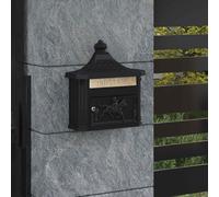 vidaXL Buzón Montado en la Pared con puerta Negro 40,5 x 16 x 45 cm