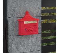 vidaXL Buzón Montado en la Pared con puerta Rojo 40,5 x 16 x 45 cm