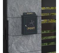 vidaXL Buzón Montado en la Pared con puerta Verde 29 x 13 x 41 cm