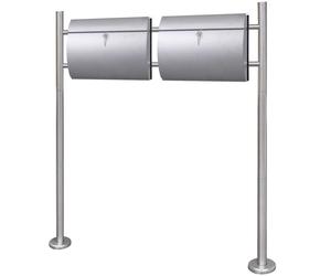 vidaXL Buzones poste doble con soporte 2 llaves acero inox Dimensiones 31 x 10.5 x 33.5 cm, 30 x 12 x 40 cm, 37.5 x 13 x 31 cm