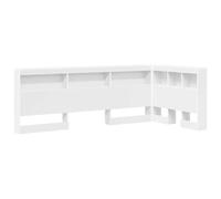 vidaXL Cabecera de almacenamiento Madera de ingeniería 207.5 x 92.5 x 76.5 cm Multicolor Blanco