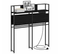 vidaXL Cabecero de almacenamiento Roble negro, contrachapado y acero, con estantes, cargador y USB