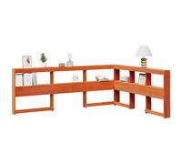 vidaXL Cabecero cama estantería forma L marrón encerado 135 cm