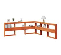 vidaXL Cabecero cama estantería forma L marrón encerado 200 cm