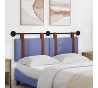 vidaXL Cabecero colgante Con luz LED Azul jeans PU antiguo